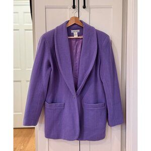 Vintage 80s David Hollis Lilac Purple Wool Blazer with Shoulder Pads Womens 10